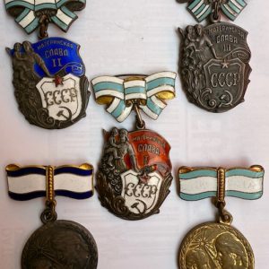 USSR. Set of orders of Maternal Glory, 1st, 2nd, and 3rd classes + Motherhood Medals, 1st and 2nd classes.