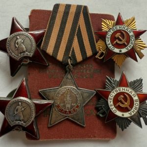 Complete Documented Group of the brave Guard Sergeant Akimov Alexey Karpovich, awarded five military orders! A very rare case!