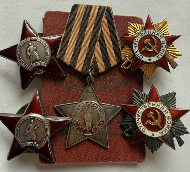 Complete Documented Group of the brave Guard Sergeant Akimov Alexey Karpovich, awarded five military orders! A very rare case!